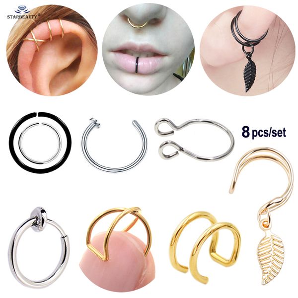 starbeauty 8 pcs/lot cool titanium fake nose ring ear cuff leaf earrings fake piercing oreja helix piercing labret faux lip ring, Slivery;golden
starbeauty 8 pcs/lot cool titanium fake nose ring ear cuff leaf earrings fake piercing oreja helix piercing labret faux lip ring, Slivery;golden