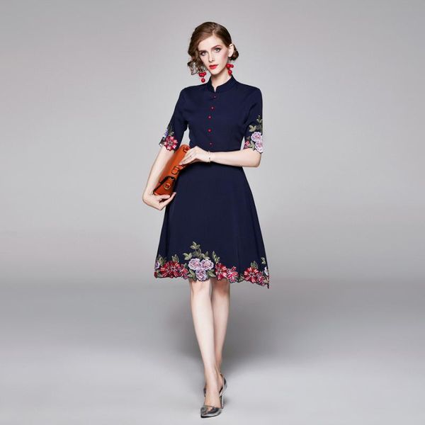 summer women elegant floral embroidery dress lady party robe stand collar chinese style cocktail vestidos, White
summer women elegant floral embroidery dress lady party robe stand collar chinese style cocktail vestidos, White