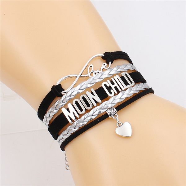 7 colors new fashion antique moon ghild alphabets leather bracelets heart charm vintage jewelry gift for women men, Golden;silver
7 colors new fashion antique moon ghild alphabets leather bracelets heart charm vintage jewelry gift for women men, Golden;silver