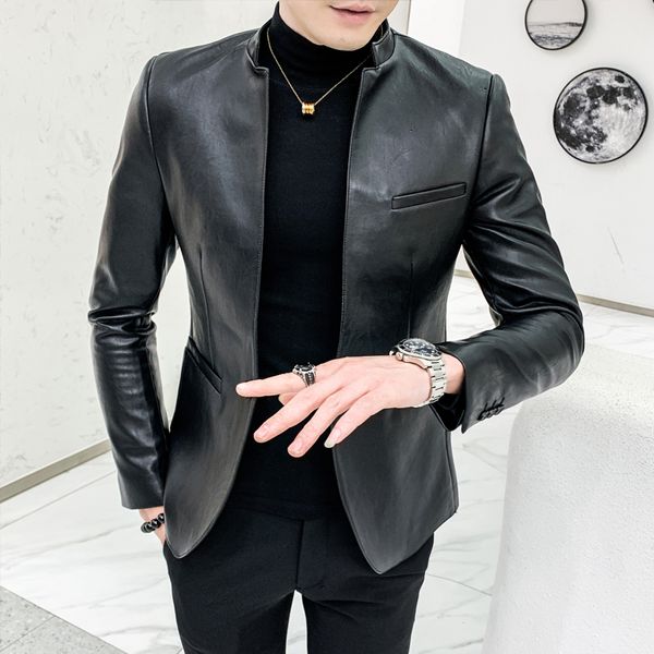 new pu leather men blazer luxury faux leather single breasted casual male blazer autumn and winter slim solid color men, White;black
new pu leather men blazer luxury faux leather single breasted casual male blazer autumn and winter slim solid color men, White;black