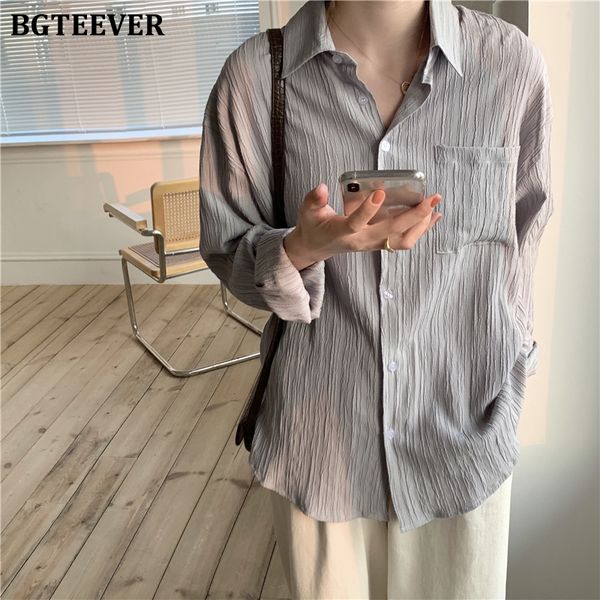 bgteever fashion pocket women blouses shirts single-breasted ruched office ladies shirts loose female 2020 spring summer, White
bgteever fashion pocket women blouses shirts single-breasted ruched office ladies shirts loose female 2020 spring summer, White