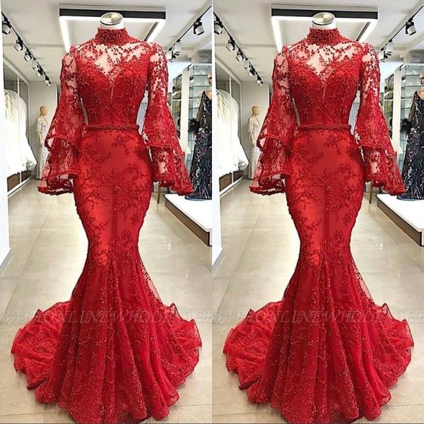vintage red beads long sleeve high neck prom evening dresses mermaid zipper back sweep train prom dress formal party gonws, Black
vintage red beads long sleeve high neck prom evening dresses mermaid zipper back sweep train prom dress formal party gonws, Black