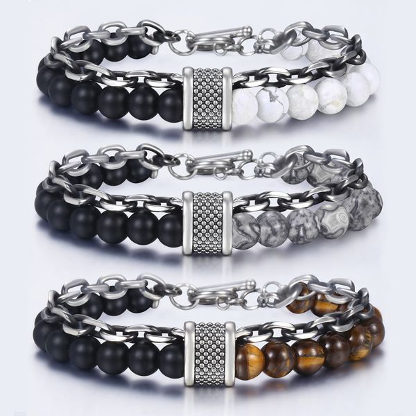 unique natural map stone men's beaded bracelet stainless steel bracelets dropshipping male jewelry fashion gifts for men 8", Golden;silver
unique natural map stone men's beaded bracelet stainless steel bracelets dropshipping male jewelry fashion gifts for men 8", Golden;silver