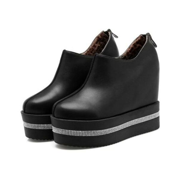 women hidden wedge heels ankle boots platform rhinestones zipper casual shoes black white b40
women hidden wedge heels ankle boots platform rhinestones zipper casual shoes black white b40