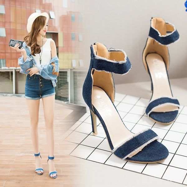 super high heels womens shoes european and american fashion high heels womens summer fine comfortable denim sandals a hair substitute, Black
super high heels womens shoes european and american fashion high heels womens summer fine comfortable denim sandals a hair substitute, Black