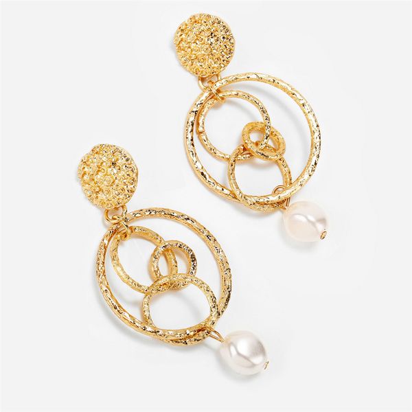 new arrival round fashion pearl pendant earring for women gold creative hoop earrings modern jewelry gifts, Silver
new arrival round fashion pearl pendant earring for women gold creative hoop earrings modern jewelry gifts, Silver