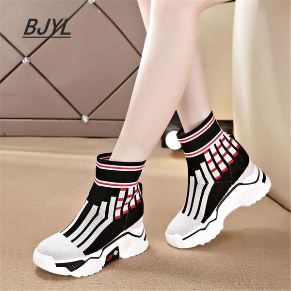 sports shoes female 2019 new thick bottom increased female short boots casual breathable high to help socks, Black
sports shoes female 2019 new thick bottom increased female short boots casual breathable high to help socks, Black