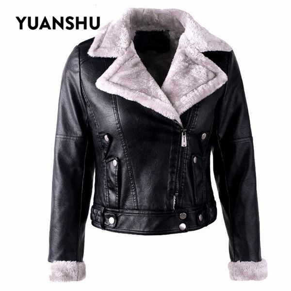 yuanshu 2019 winter black warm leather jackets women faux fur coat female zipper short biker jacket streetwear cool outwear
yuanshu 2019 winter black warm leather jackets women faux fur coat female zipper short biker jacket streetwear cool outwear