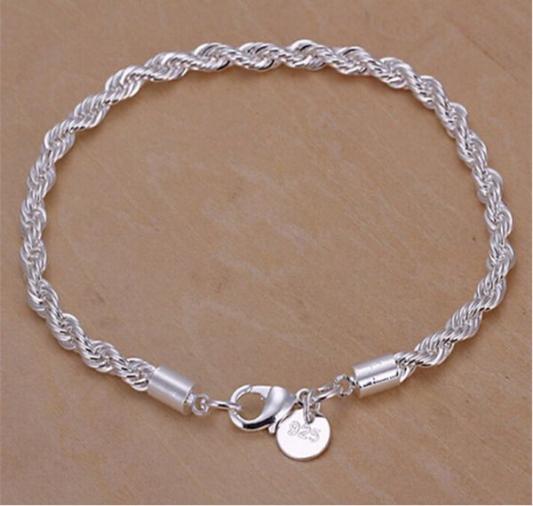 925 silver jewelry bracelet 4mm twist rope bracelet for woman simple geometric design silver plated bracelet, Golden;silver
925 silver jewelry bracelet 4mm twist rope bracelet for woman simple geometric design silver plated bracelet, Golden;silver