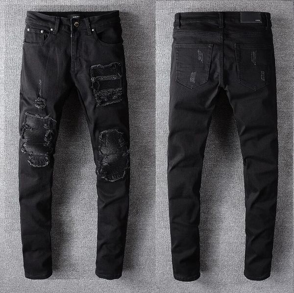 herren men's designer brand ami jeans classic hip hop pants designer jeans distressed ripped biker jean slim fit denim jeans firmati da, Blue 
herren men's designer brand ami jeans classic hip hop pants designer jeans distressed ripped biker jean slim fit denim jeans firmati da, Blue