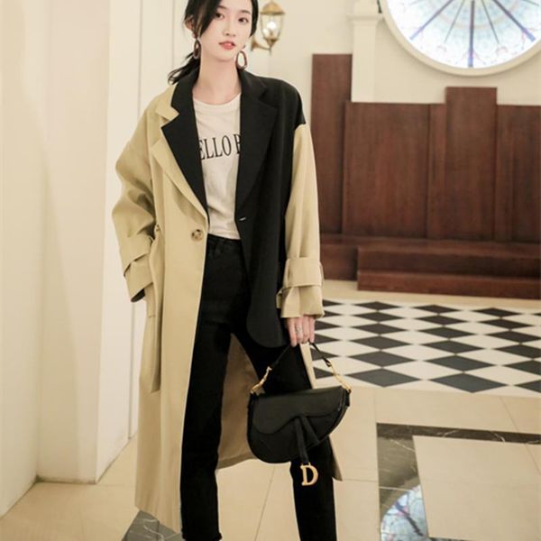 2020 new long suit patchwork trench coat autumn spring casual irregular windbreaker big size overcoat women casaco feminino, Tan;black
2020 new long suit patchwork trench coat autumn spring casual irregular windbreaker big size overcoat women casaco feminino, Tan;black