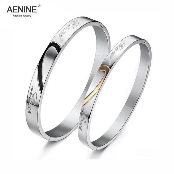 aenine classic heart couple bracelets bangles stainless steel rose gold color lovers' jewelry for women men aogh611, Black
aenine classic heart couple bracelets bangles stainless steel rose gold color lovers' jewelry for women men aogh611, Black