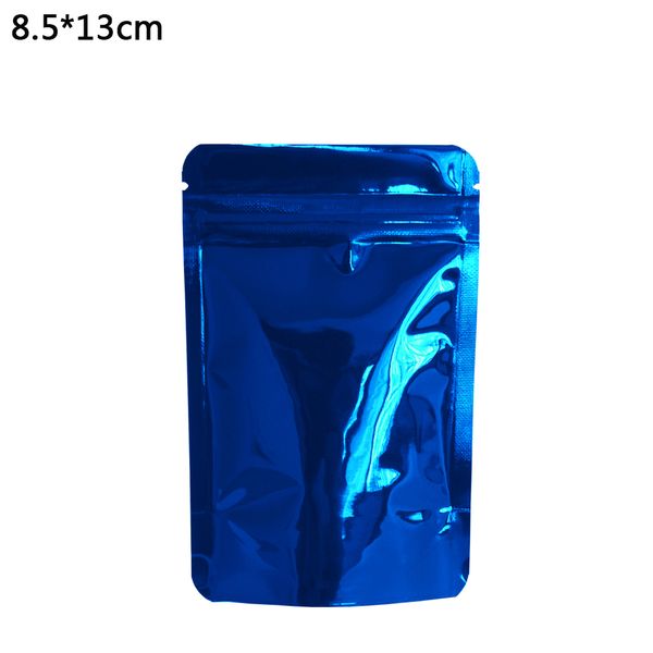 100pcs/lot 8.5*13cm blue glossy surface stand up zip lock aluminum mylar foil storage bag heat seal food package bags with tear notch
100pcs/lot 8.5*13cm blue glossy surface stand up zip lock aluminum mylar foil storage bag heat seal food package bags with tear notch