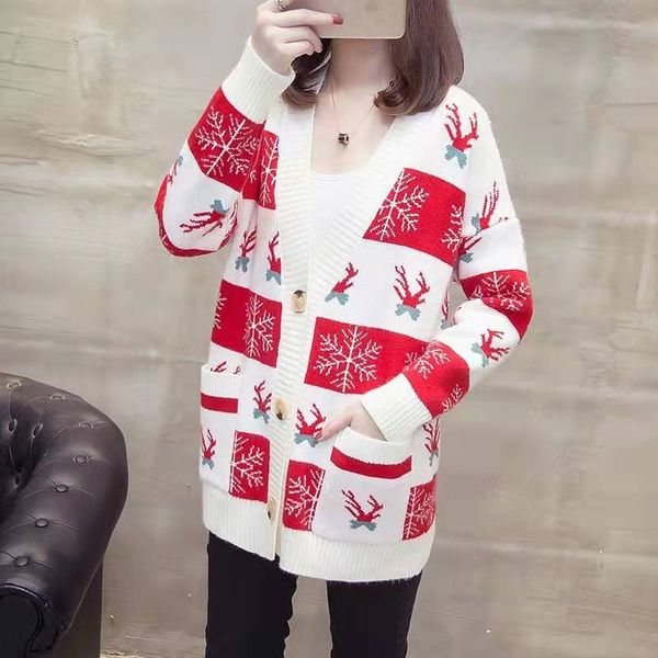 women v-neck christmas sweaters woman long sleeves cardigans buttoned polyester tacky christmas sweater two colors -xxl, White;black
women v-neck christmas sweaters woman long sleeves cardigans buttoned polyester tacky christmas sweater two colors -xxl, White;black