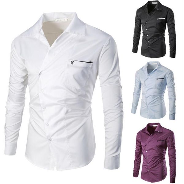 incline single breasted men shirt v neck turn down collar long sleeve panelled pocket design european brief mens business shirts ship, White;black
incline single breasted men shirt v neck turn down collar long sleeve panelled pocket design european brief mens business shirts ship, White;black
