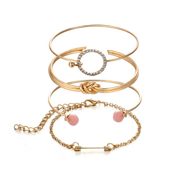 4 pcs/ set classic knot round crystal gem multilayer adjustable open bracelet set women fashion party jewelry gift, Black
4 pcs/ set classic knot round crystal gem multilayer adjustable open bracelet set women fashion party jewelry gift, Black