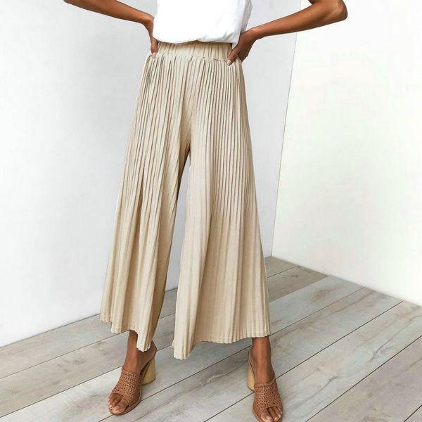lady pleated loose high waist wide leg pants female spring summer casual elastic waist ankle-length trousers beach women's pants, Black;white
lady pleated loose high waist wide leg pants female spring summer casual elastic waist ankle-length trousers beach women's pants, Black;white