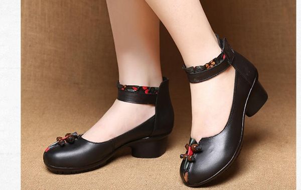 women's shoes in spring and autumn middle coarse heel round head mother @rr701701, Black
women's shoes in spring and autumn middle coarse heel round head mother @rr701701, Black