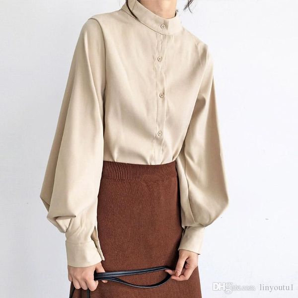 2020 vintage lantern sleeve autumn winter thicken women shirt blouses single breasted blouse female loose shirts, White
2020 vintage lantern sleeve autumn winter thicken women shirt blouses single breasted blouse female loose shirts, White