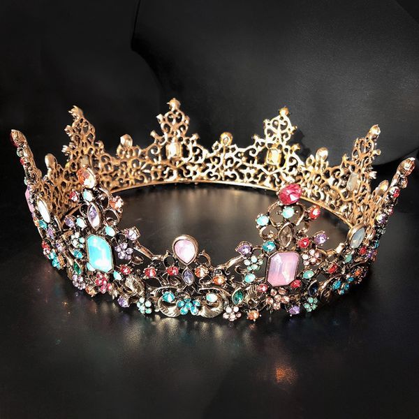 baroque mixed color retro black round bride crown pgraphy birthday show head crown, Golden;white
baroque mixed color retro black round bride crown pgraphy birthday show head crown, Golden;white