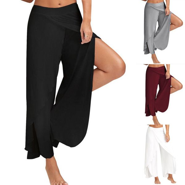 women fitness yoga pants summer high waist flared wide leg chiffon long pants work casual palazzo long trousers, Black;white
women fitness yoga pants summer high waist flared wide leg chiffon long pants work casual palazzo long trousers, Black;white