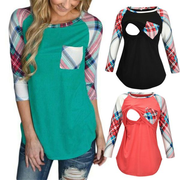 2019 autumn women maternity breastfeeding long sleeve nursing plaid cotton loose t-shirt, White
2019 autumn women maternity breastfeeding long sleeve nursing plaid cotton loose t-shirt, White