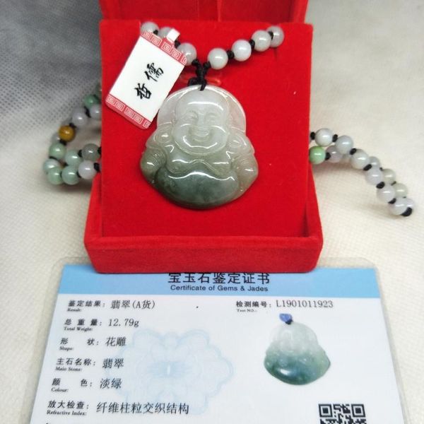 zhe ru jewelry pure natural jadeite green double color laughing buddha pendant three-color yuzhu necklace send a-level certifica, Silver
zhe ru jewelry pure natural jadeite green double color laughing buddha pendant three-color yuzhu necklace send a-level certifica, Silver
