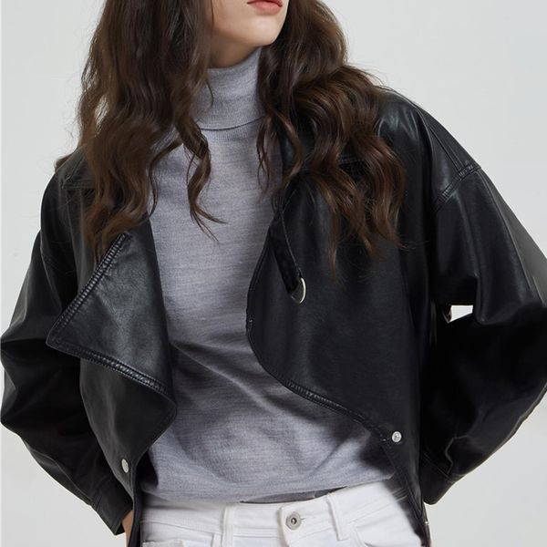 vintage irregular black moto women faux leather jacket autumn 2019 button turn-down collar short jackets retro bicker pu jacket
vintage irregular black moto women faux leather jacket autumn 2019 button turn-down collar short jackets retro bicker pu jacket