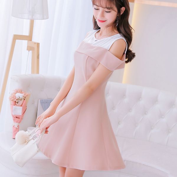 spring-summer new large size korean-style short-sleeve-style dress women's fashion was thin stitching bottoming skirt, Black;pink
spring-summer new large size korean-style short-sleeve-style dress women's fashion was thin stitching bottoming skirt, Black;pink