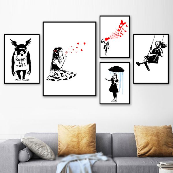 banksy graffiti abstract umbrella girl orangutan satire wall art canvas painting nordic poster and print wall picture home decor
banksy graffiti abstract umbrella girl orangutan satire wall art canvas painting nordic poster and print wall picture home decor