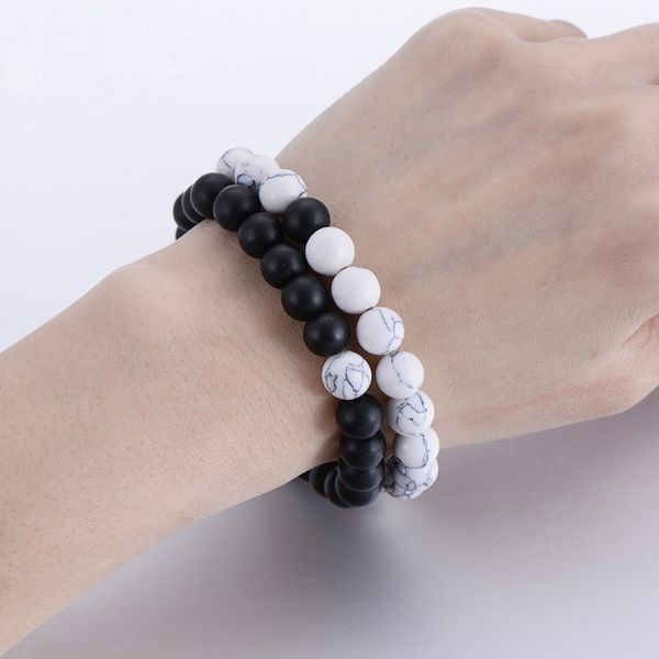 2pcs/set couples distance bracelet classic natural stone white and black yin yang beaded bracelets for men women friend hot
2pcs/set couples distance bracelet classic natural stone white and black yin yang beaded bracelets for men women friend hot