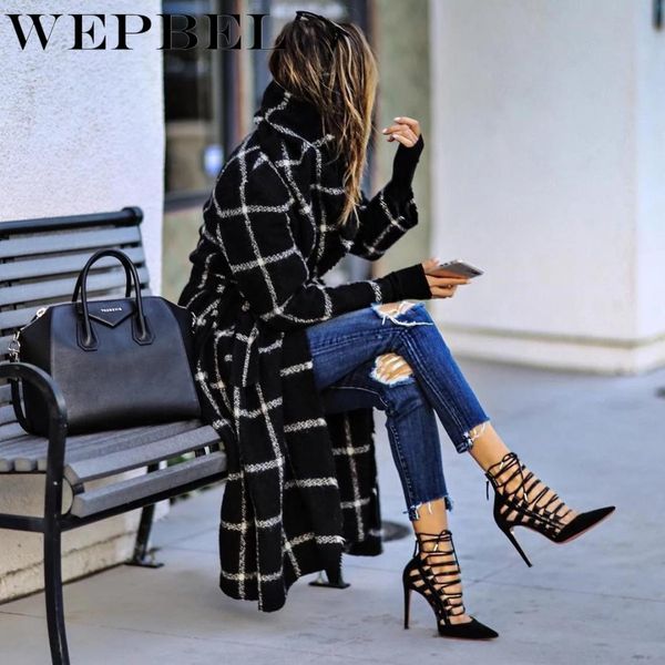 wepbel new winter women's casual coat woolen slim plaid pockets jacket long loose hat turn-down collar coat, Black
wepbel new winter women's casual coat woolen slim plaid pockets jacket long loose hat turn-down collar coat, Black