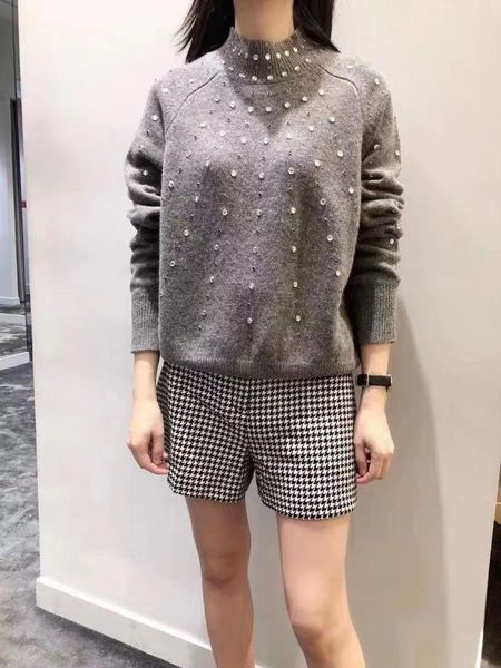 women sweater 2019 autumn and winter new gray high collar puff sleeve knit sweater, White;black
women sweater 2019 autumn and winter new gray high collar puff sleeve knit sweater, White;black