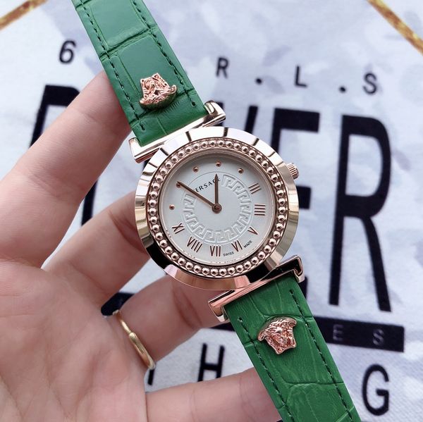 Top Brand Medusa женщин Часы Элегантная кожа кварцевые часы женщин высокого качества леди Наручные часы Montre фам 
Top Brand Medusa женщин Часы Элегантная кожа кварцевые часы женщин высокого качества леди Наручные часы Montre фам