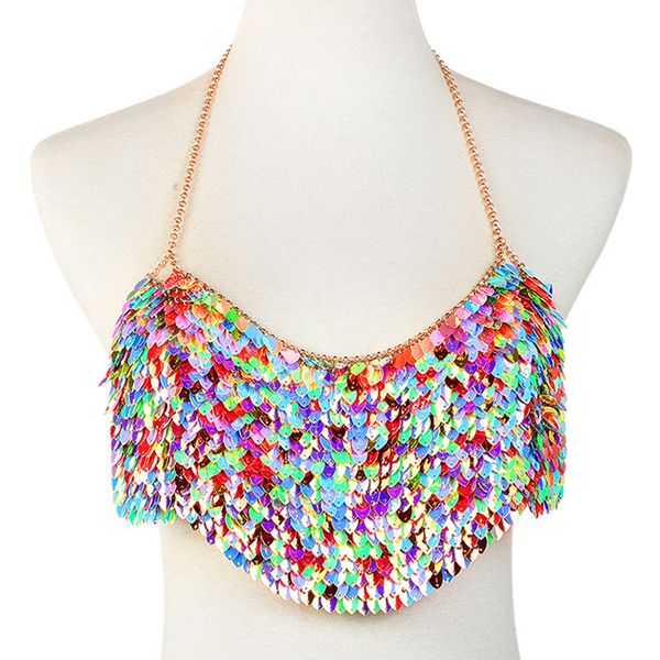 chain mermaids women summer multi color sequins halter shirt women cropped sparkly luxury nightclub party cami top, White
chain mermaids women summer multi color sequins halter shirt women cropped sparkly luxury nightclub party cami top, White