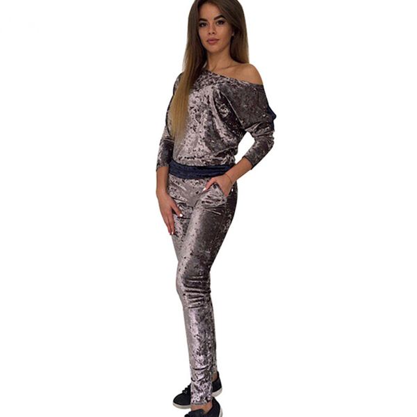 2pcs women velvet off shoulder pants tracksuit sweatshirt sport jogging set, White
2pcs women velvet off shoulder pants tracksuit sweatshirt sport jogging set, White