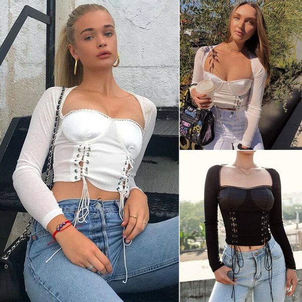 women's blouses & shirts women fashion spring autumn retro crop bandage summer long sleeve cropped female lace up, White
women's blouses & shirts women fashion spring autumn retro crop bandage summer long sleeve cropped female lace up, White