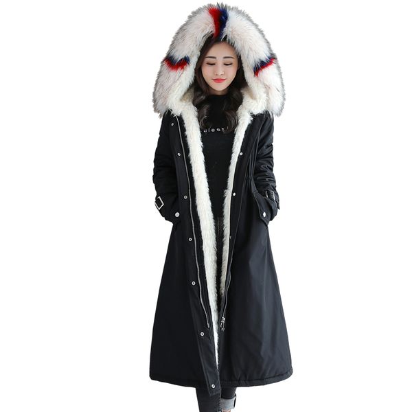 quality 2019 new fashion winter jacket women's parkas coats large big fur collar slim winter jacket cotton liner collar hooded, Black
quality 2019 new fashion winter jacket women's parkas coats large big fur collar slim winter jacket cotton liner collar hooded, Black