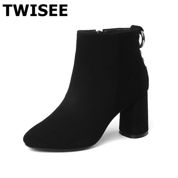 women mid calf boots pumps selling sapatos femininos autumn round toe woman casual shoes round heels metal decoration, Black
women mid calf boots pumps selling sapatos femininos autumn round toe woman casual shoes round heels metal decoration, Black