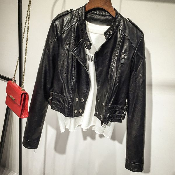 fashion office lady women faux leather jacket solid slim womens jackets and coats moto biker motorcycle overcoat, Black
fashion office lady women faux leather jacket solid slim womens jackets and coats moto biker motorcycle overcoat, Black