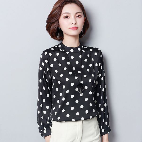 polka dot shirt women long sleeve 2019 new style autumn clothing large size chiffon loose-fit pullover small stand collar, White
polka dot shirt women long sleeve 2019 new style autumn clothing large size chiffon loose-fit pullover small stand collar, White