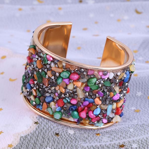wholesale- fashion ins luxury designer geometric glittering sequins diamonds stones adjustable open wide cuff bangle bracelet for woman, Black
wholesale- fashion ins luxury designer geometric glittering sequins diamonds stones adjustable open wide cuff bangle bracelet for woman, Black