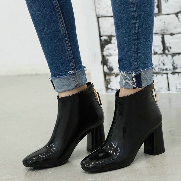 women boots fashion patent leather ankle boots ladies square heel zipper short autumn winter shoes women black red
women boots fashion patent leather ankle boots ladies square heel zipper short autumn winter shoes women black red