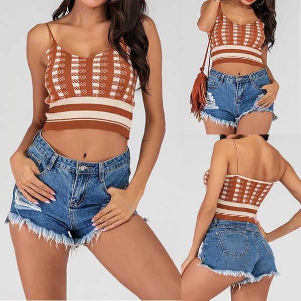 camisa feminina camisas mujer 2020 t shirt women's european and american summer retro check sling knit cropped ropa mujer, White
camisa feminina camisas mujer 2020 t shirt women's european and american summer retro check sling knit cropped ropa mujer, White