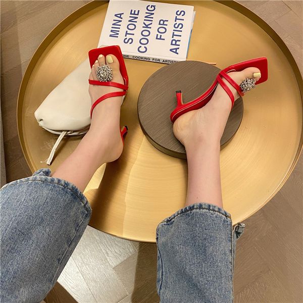 high-heeled shoes lady thin heels woman's slippers mules for women 2020 slides jelly flip flops female tap heeled new, Black 
high-heeled shoes lady thin heels woman's slippers mules for women 2020 slides jelly flip flops female tap heeled new, Black