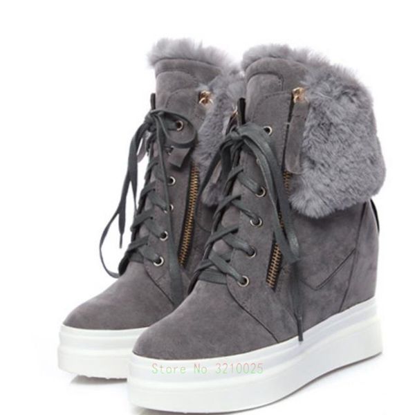 leather floor increased female cotton shoes keep warm snow boots booties lace slope heel women short boots, Black
leather floor increased female cotton shoes keep warm snow boots booties lace slope heel women short boots, Black