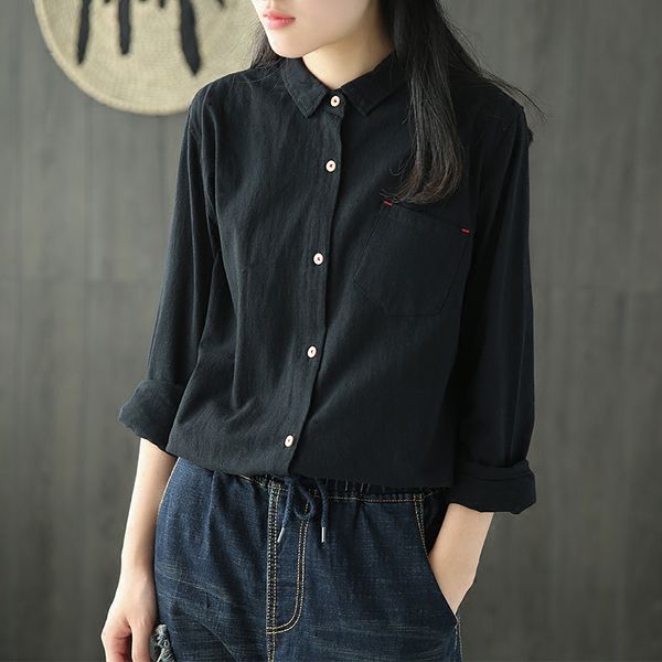womens cotton linen shirt blouse big loose solid white black sweet cute fashion casual for spring summer az21531526
womens cotton linen shirt blouse big loose solid white black sweet cute fashion casual for spring summer az21531526
