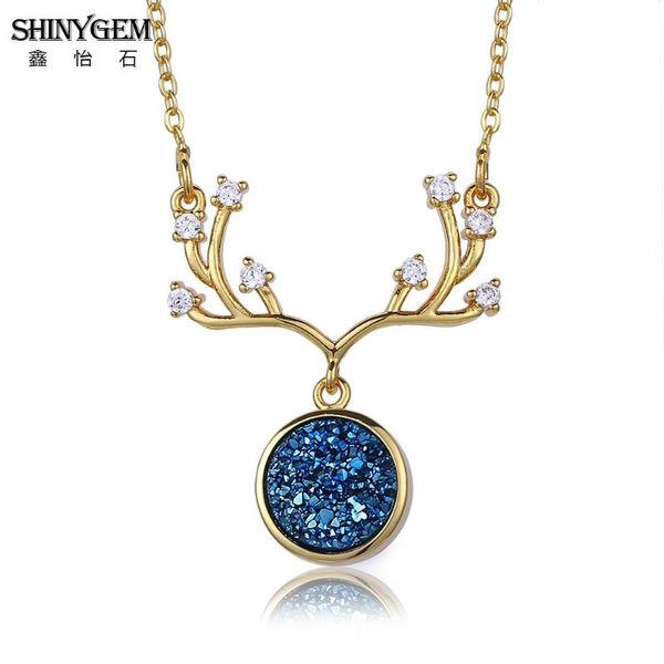 pendant necklaces shinygem antlers druzy stone necklace gold plating big unique design chain long for women, Silver
pendant necklaces shinygem antlers druzy stone necklace gold plating big unique design chain long for women, Silver