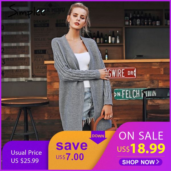 simplee casual knitted long cardigan female loose cardigan jumper 2018 autumn winter sweater women, White
simplee casual knitted long cardigan female loose cardigan jumper 2018 autumn winter sweater women, White