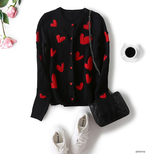 womens designer knitted cardigan coat slim heart embroidered sweet wild sweater7jfo u5xf, Black;brown
womens designer knitted cardigan coat slim heart embroidered sweet wild sweater7jfo u5xf, Black;brown